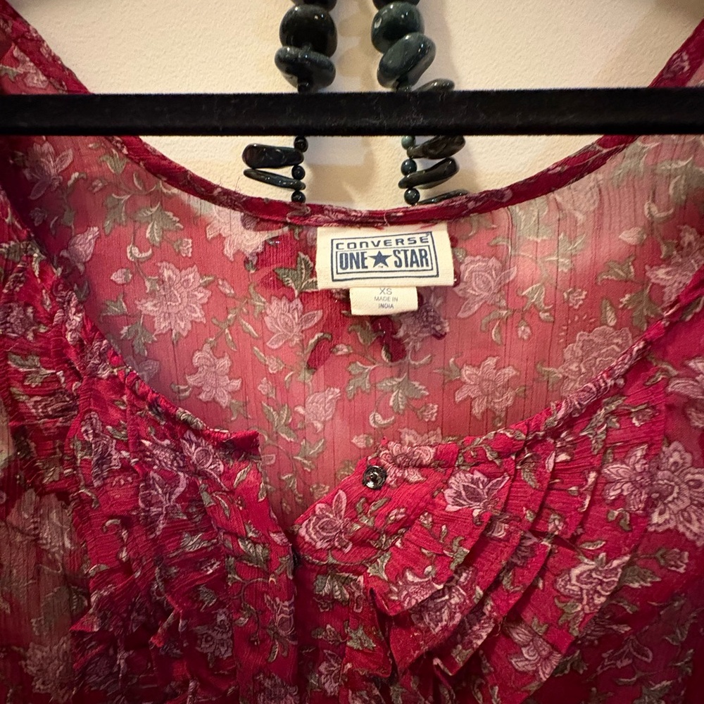 Converse Red Ruffled Blouse - Picture 2 of 4